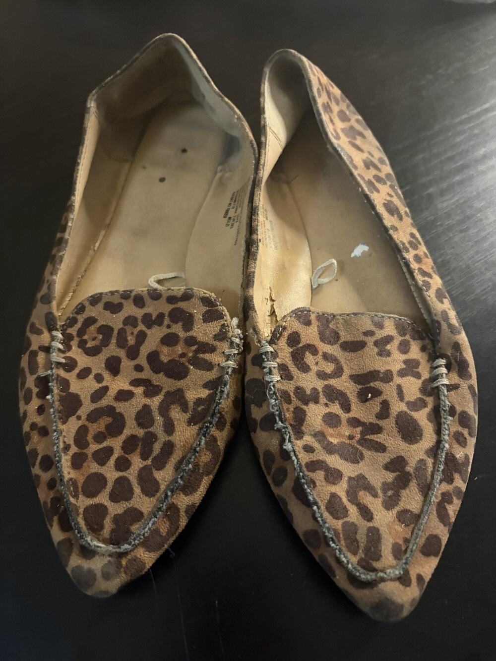 Ladies FLATS Time and Tru Loafers 8w Leopard Print SLIP ON Memory Foam